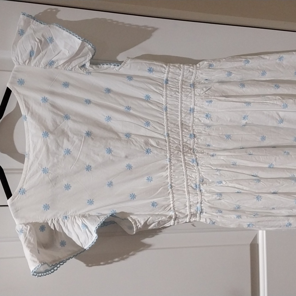 Nwt Rachel Zoe White Dress with Blue Floral Accents - Picture 10 of 17